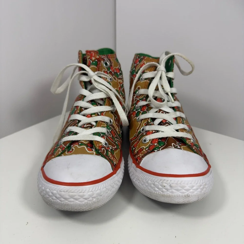 Converse Chuck Taylor All Star Junior 4.5 Red Green Gingerbread Christmas Hi Top